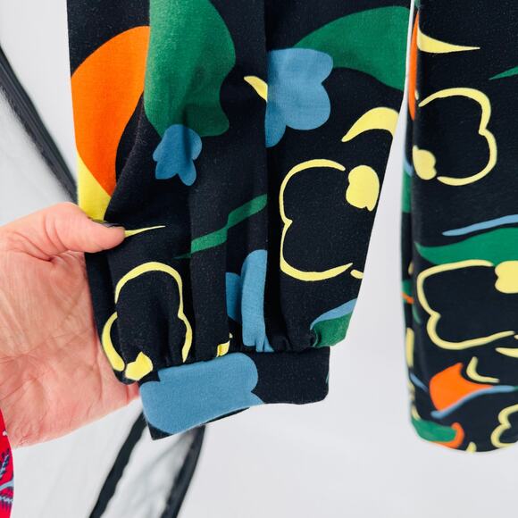 Boden Abstract Print Stand Neck Long Puff Sleeve Dress Knee Length Size 14R - Picture 7 of 10